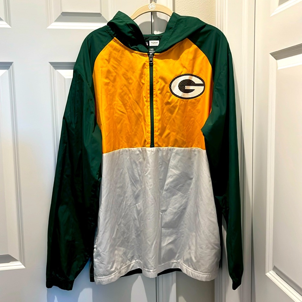 NFL Team Apparel Green Bay Packers L pullover 1/2 zip wind breaker jacket hoodie